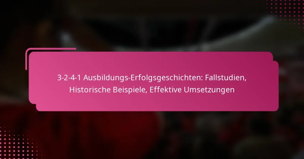 3-2-4-1 Ausbildungs-Erfolgsgeschichten: Fallstudien, Historische Beispiele, Effektive Umsetzungen