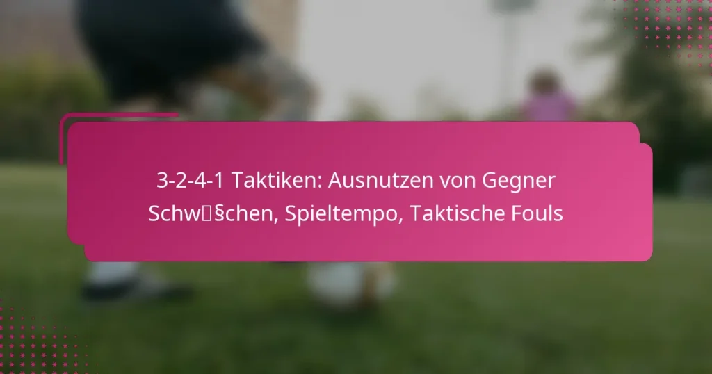 3-2-4-1 Taktiken: Ausnutzen von Gegner Schwächen, Spieltempo, Taktische Fouls