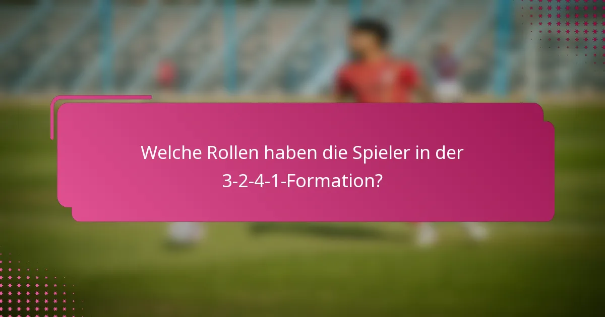 Welche Rollen haben die Spieler in der 3-2-4-1-Formation?