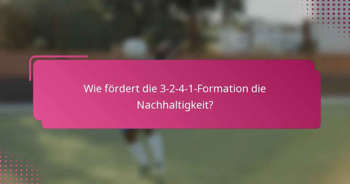 Wie fördert die 3-2-4-1-Formation die Nachhaltigkeit?
